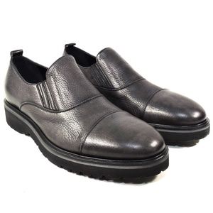 ALBERTO CICCIOLI 🇮🇹 MEN'S BLACK CHALC  SOFT LEATHER COMFORT LOAFERS